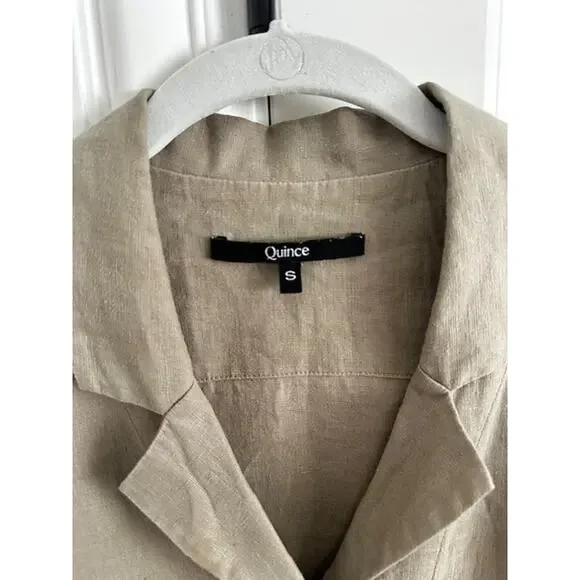 Quince 100% European Linen Short Sleeve Shirt Size: Small Color: Khaki - Picture 5 of 8